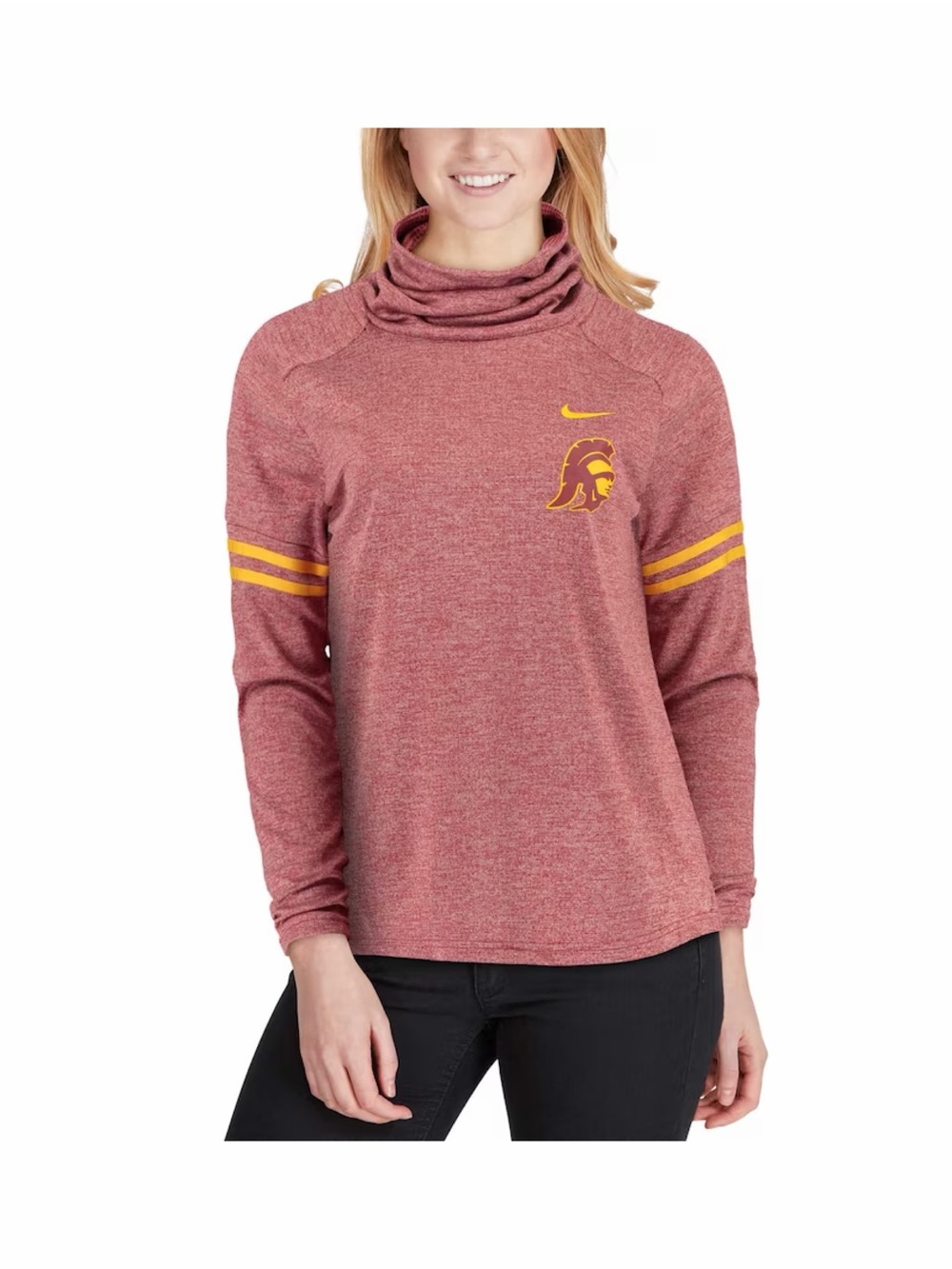 Nike Women's USC Trojans Vault Sleeve Striped Funnel Neck Sweatshirt
Size large